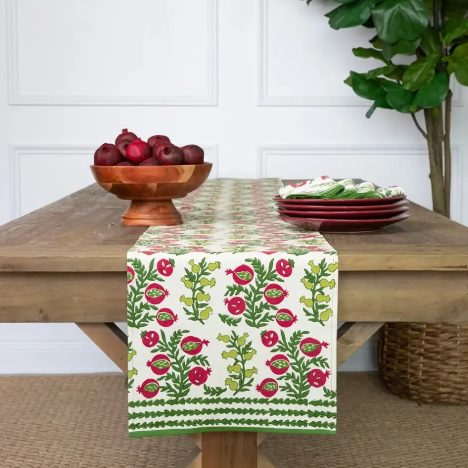 Pomegranate Inc Pom Bells Basil & Magenta Table Runner^ Table Runners