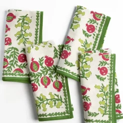 Pomegranate Inc Pom Bells Basil & Magenta Napkin^ Napkins