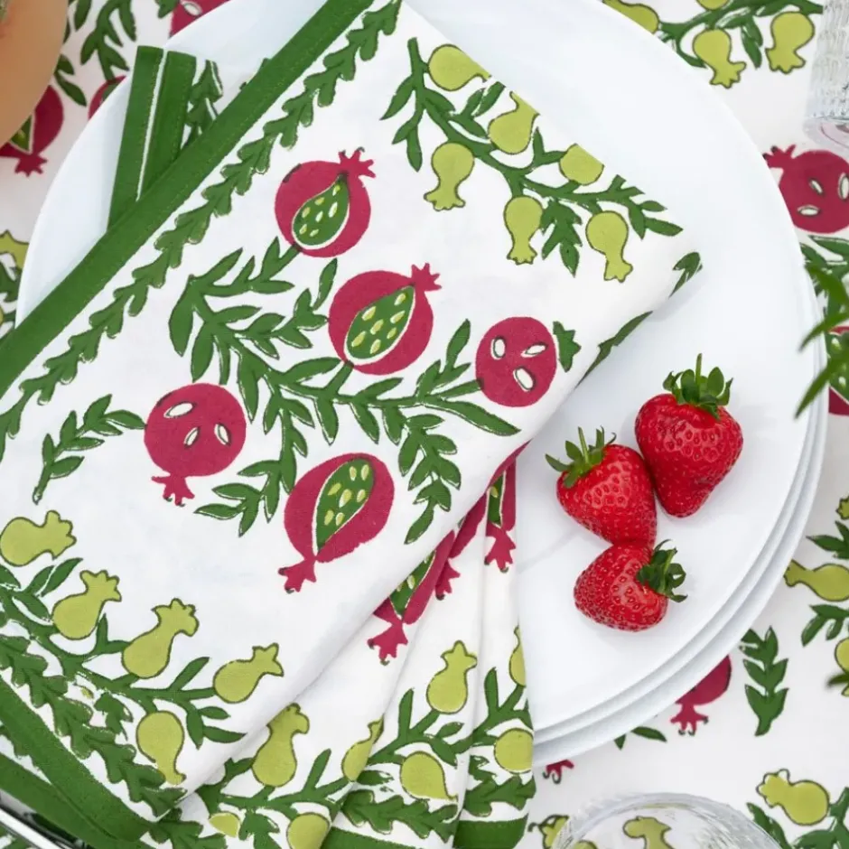 Pomegranate Inc Pom Bells Basil & Magenta Napkin^ Napkins