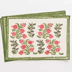 Pomegranate Inc Pom Bells Fern & Poppy Placemat | Set of 4^ Printed Placemats