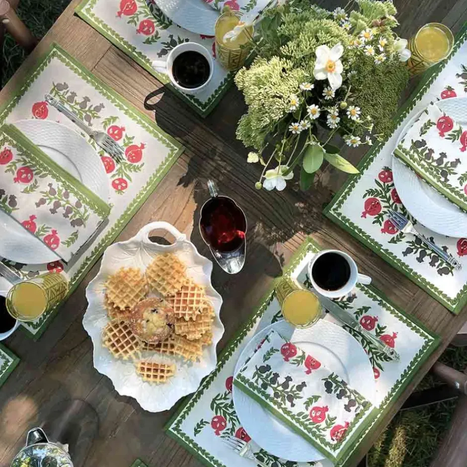 Pomegranate Inc Pom Bells Fern & Poppy Placemat | Set of 4^ Printed Placemats
