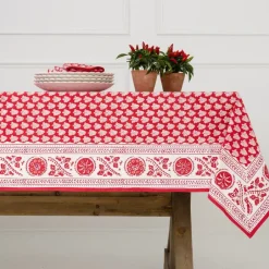 Pomegranate Inc Pom Buti Red Tablecloth^ Tablecloths