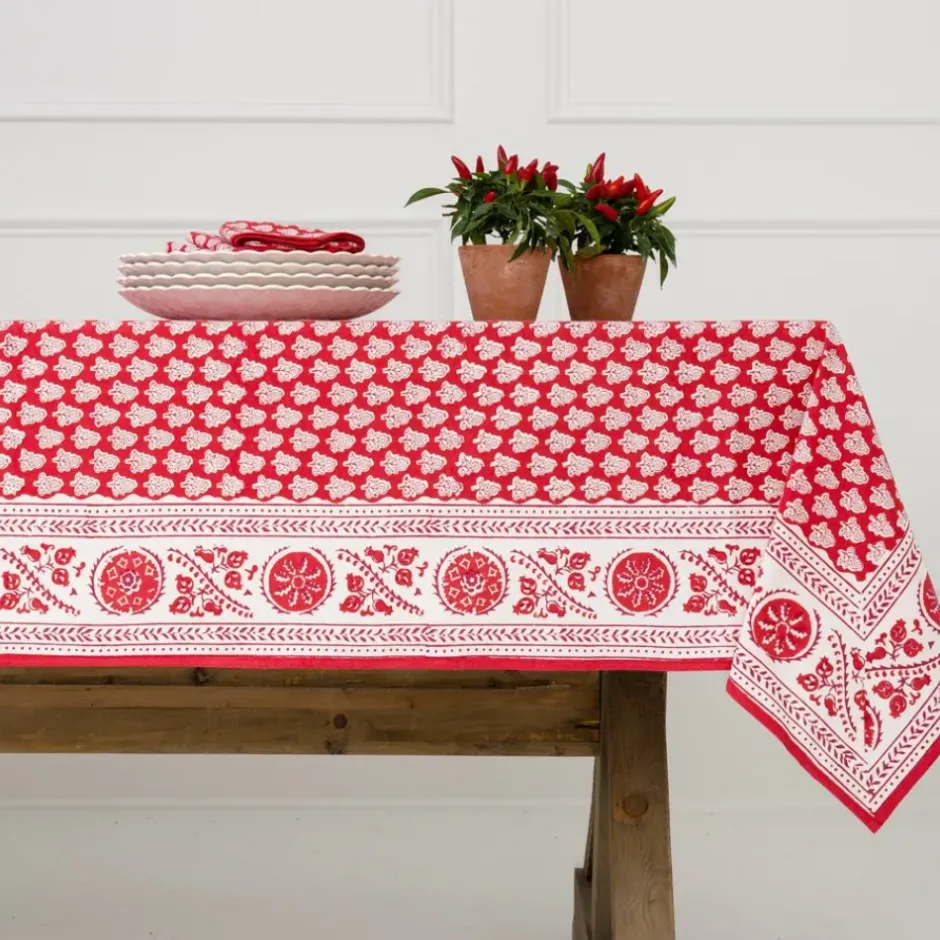 Pomegranate Inc Pom Buti Red Tablecloth^ Tablecloths