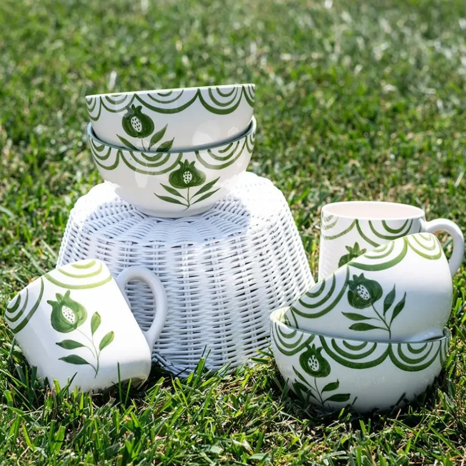 Pomegranate Inc Pomegranate Crest Green Bowl | Set of 2^ Dinnerware