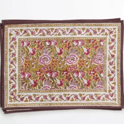 Pomegranate Inc Pomegranate Garden Plum & Ochre Placemat | Set of 4^ Printed Placemats