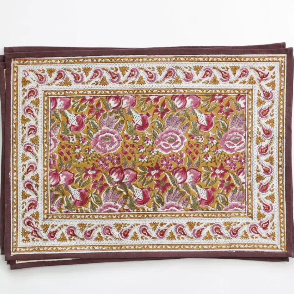 Pomegranate Inc Pomegranate Garden Plum & Ochre Placemat | Set of 4^ Printed Placemats
