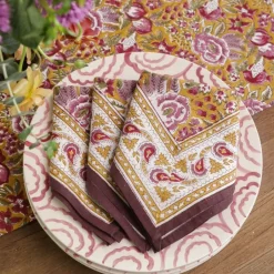 Pomegranate Inc Pomegranate Garden Plum & Ochre Napkin | Set of 4^ Napkins
