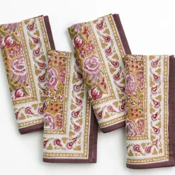 Pomegranate Inc Pomegranate Garden Plum & Ochre Napkin | Set of 4^ Napkins