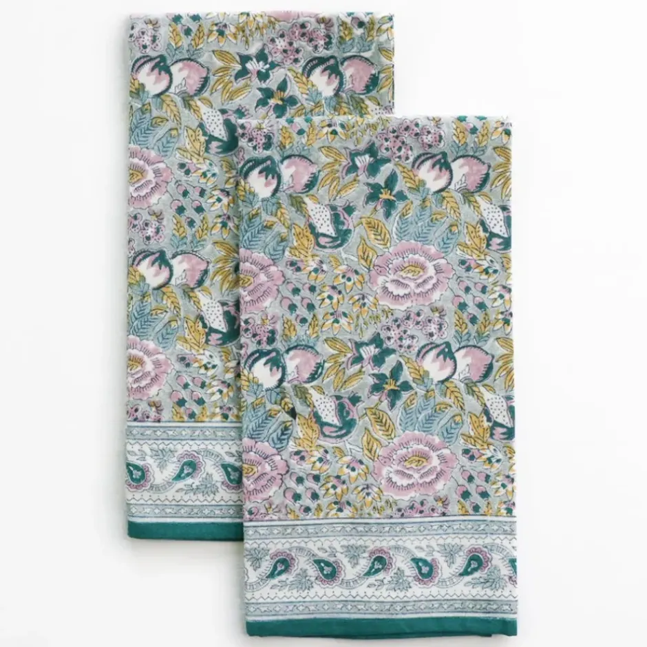 Pomegranate Inc Pomegranate Garden Teal & Lilac Tea Towels^ Tea Towels