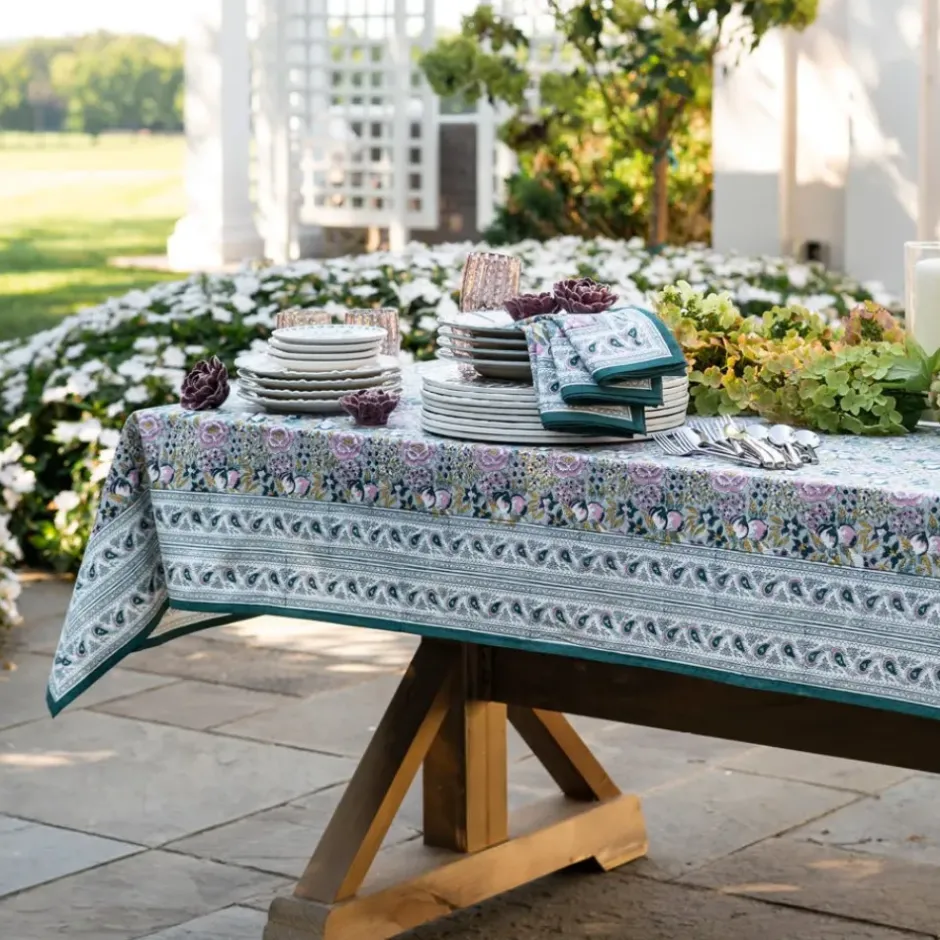 Pomegranate Inc Pomegranate Garden Teal & Lilac Tablecloth^ Tablecloths