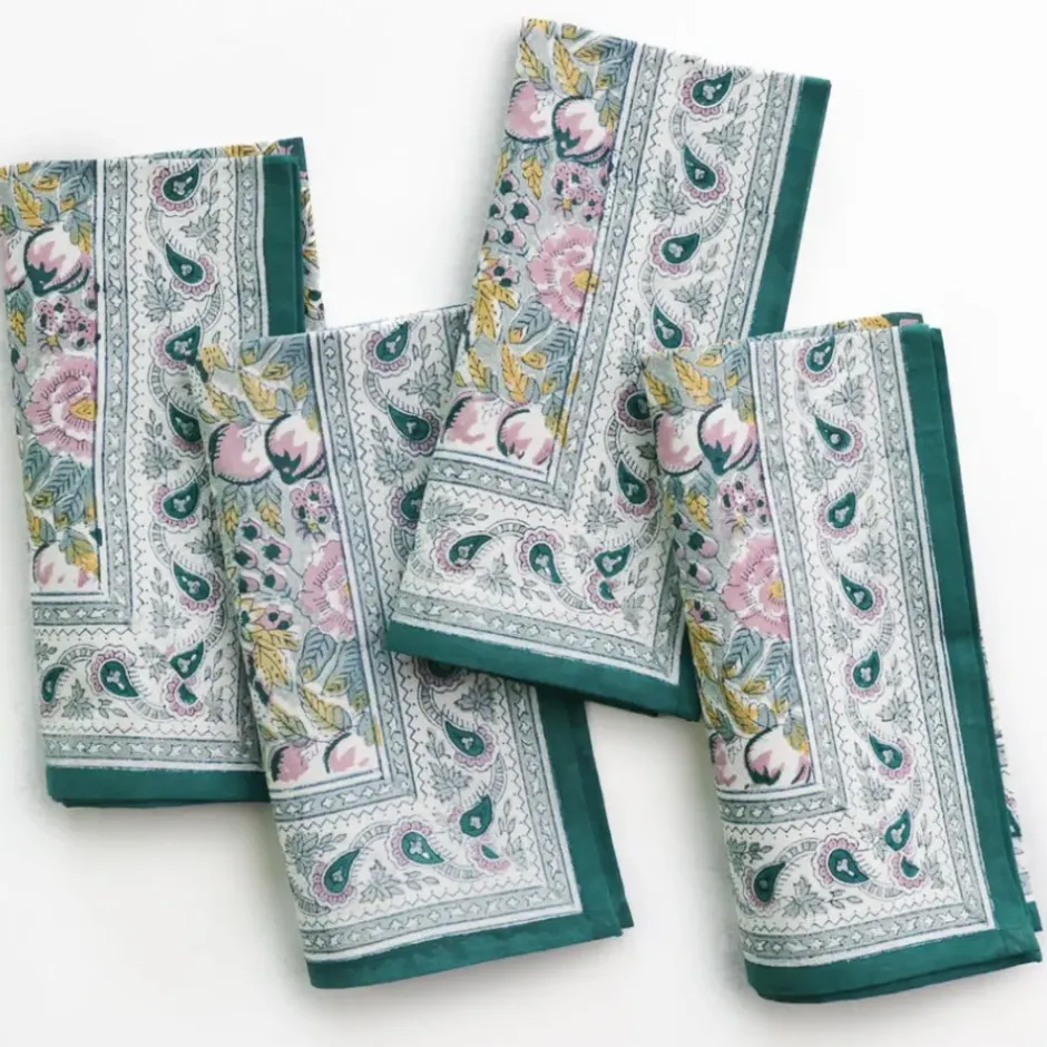 Pomegranate Inc Pomegranate Garden Teal & Lilac Napkin | Set of 4^ Napkins