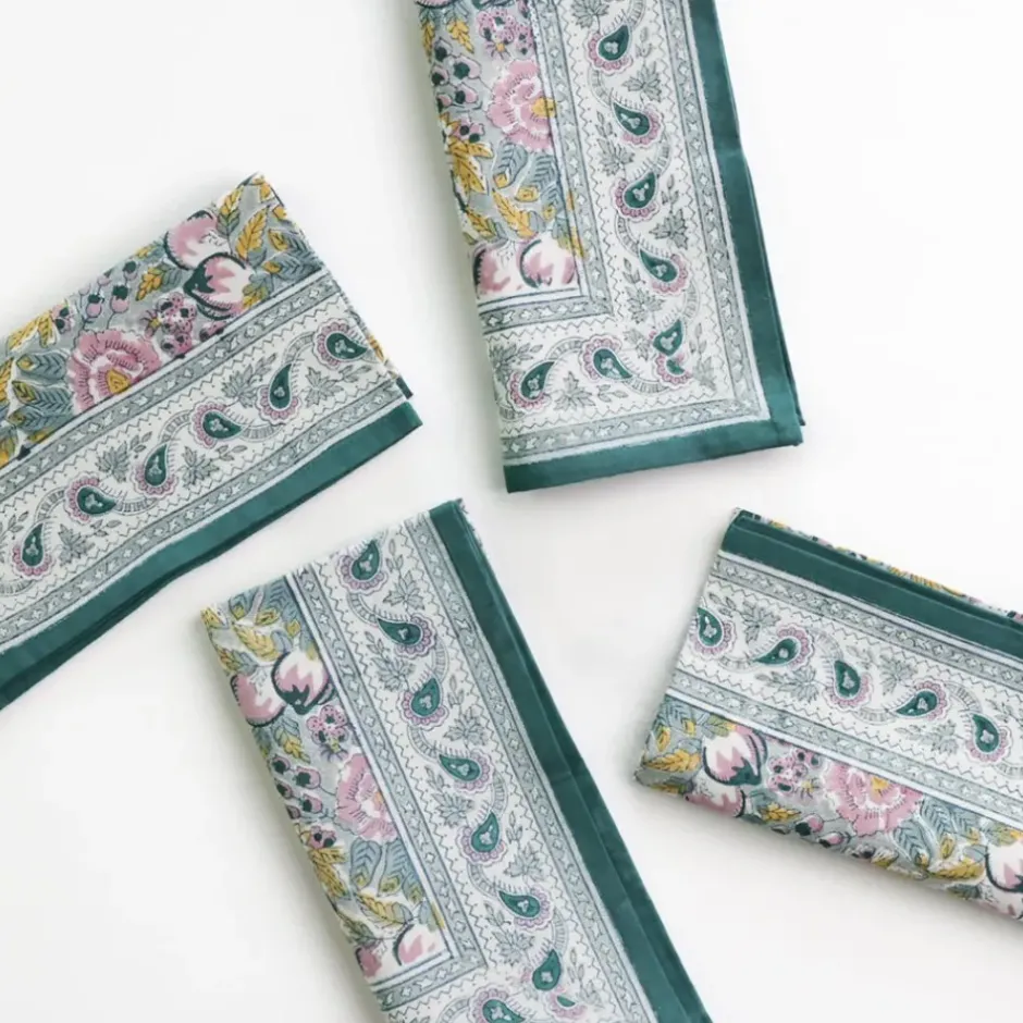 Pomegranate Inc Pomegranate Garden Teal & Lilac Napkin | Set of 4^ Napkins