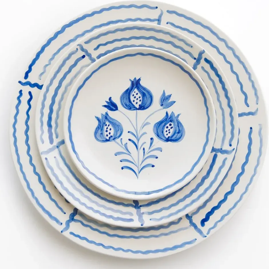 Pomegranate Inc Pomegranate Trio Sketch Cobalt Blue Salad Plate | Set of 2^ Dinnerware