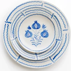 Pomegranate Inc Pomegranate Trio Sketch Cobalt Blue Dinner Plate | Set of 2^ Dinnerware