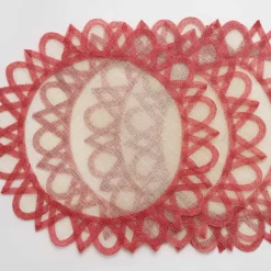 Pomegranate Inc Red Bordered Round Woven Easy Care Placemats^ Woven Placemats