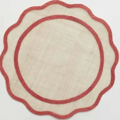 Pomegranate Inc Red Scalloped Edge Woven Placemats | Set 4^ Woven Placemats
