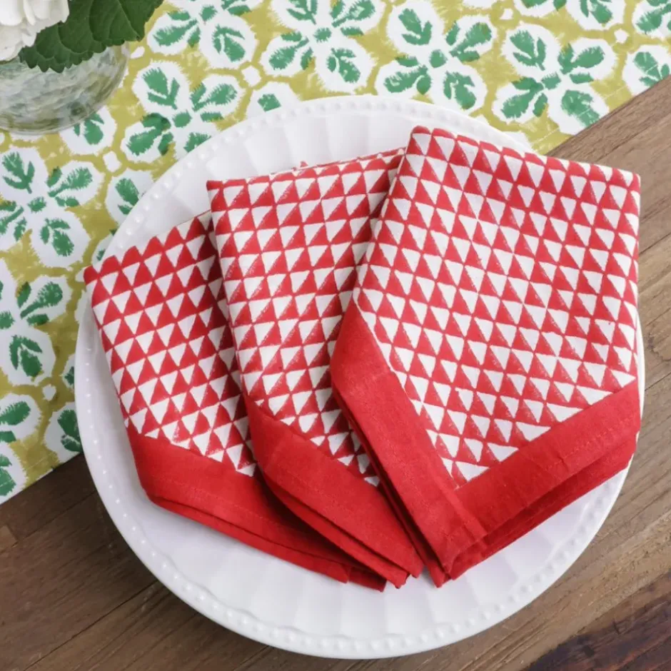 Pomegranate Inc Red Triangle Napkin | Set of 4^ Napkins
