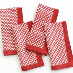 Pomegranate Inc Red Triangle Napkin | Set of 4^ Napkins