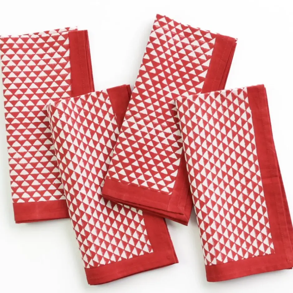 Pomegranate Inc Red Triangle Napkin | Set of 4^ Napkins