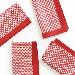 Pomegranate Inc Red Triangle Napkin | Set of 4^ Napkins