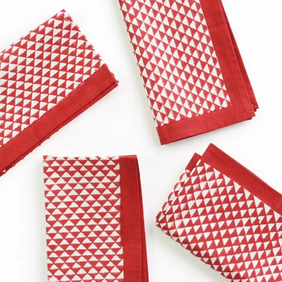 Pomegranate Inc Red Triangle Napkin | Set of 4^ Napkins