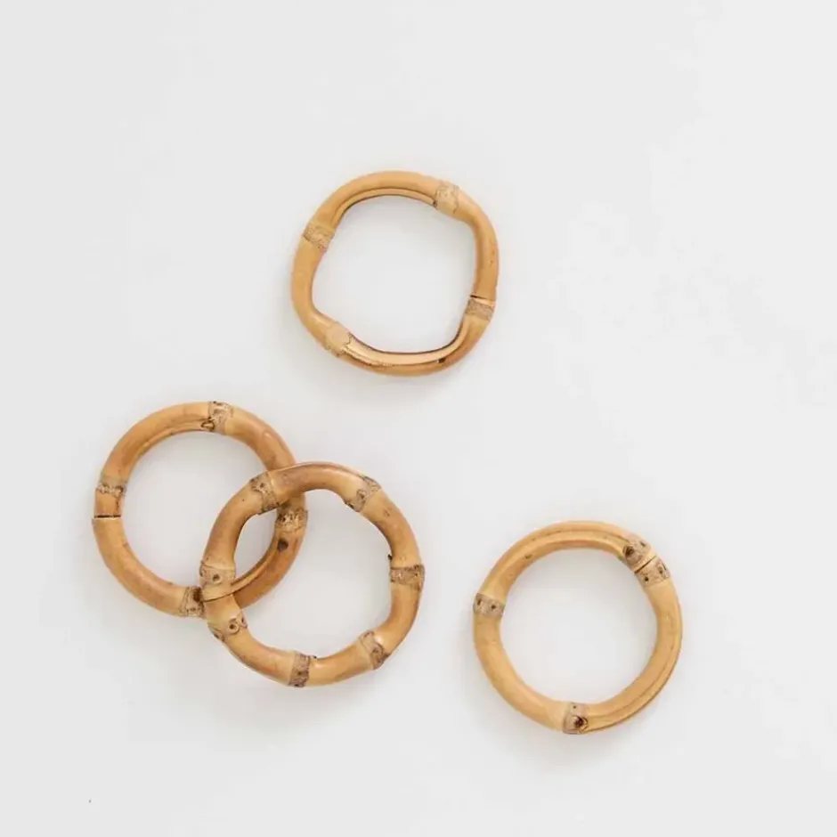 Pomegranate Inc Round Bamboo Napkin Ring | Set of 4^ Napkin Rings|Rattan, Wicker & Bamboo