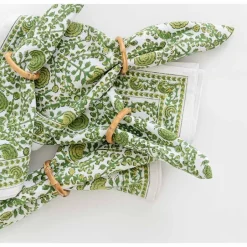 Pomegranate Inc Round Bamboo Napkin Ring | Set of 4^ Napkin Rings|Rattan, Wicker & Bamboo