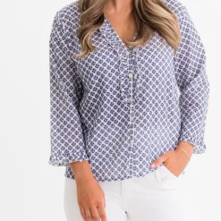 Pomegranate Inc Royal Clover Flange Button Blouse^ Tops & Tunics