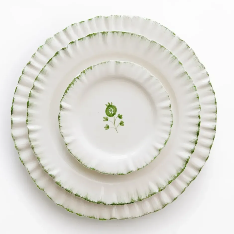 Pomegranate Inc Ruffled Green Appetizer Plate | Set of 4^ Dinnerware
