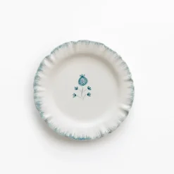 Pomegranate Inc Ruffled Teal Appetizer Plate | Set of 4^ Dinnerware