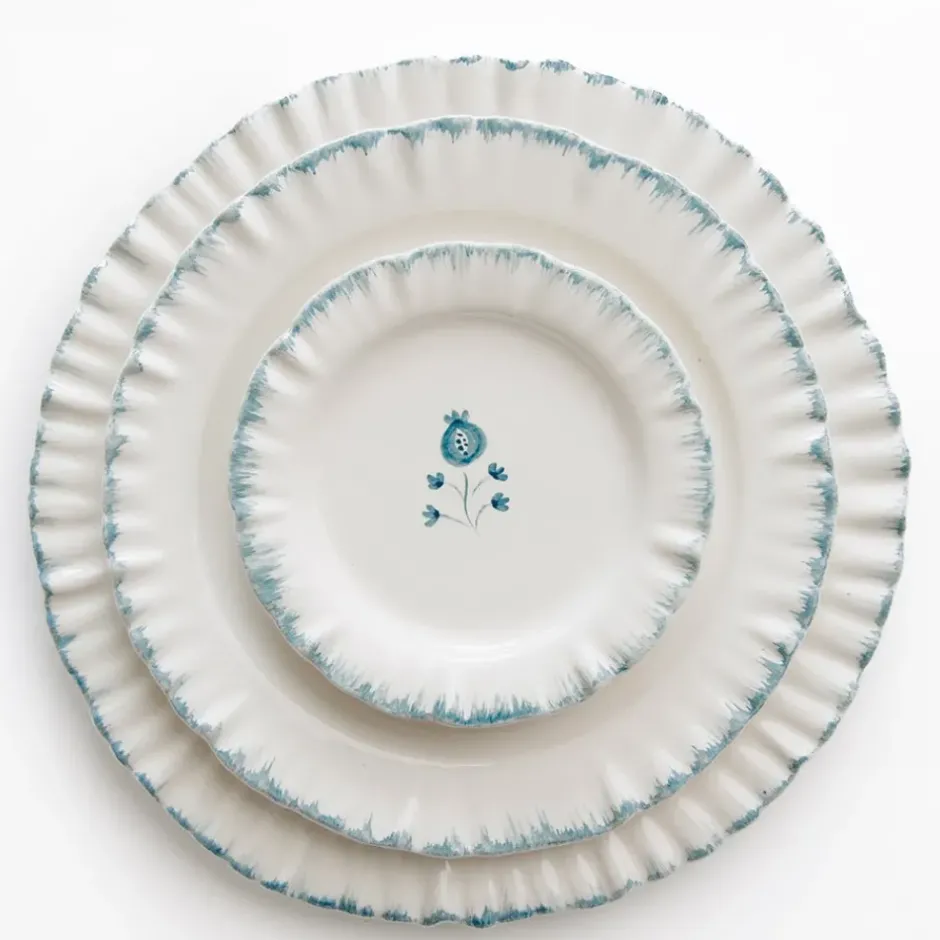 Pomegranate Inc Ruffled Teal Appetizer Plate | Set of 4^ Dinnerware