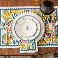 Pomegranate Inc Ruffled Teal Dinner Plate | Set of 2^ Dinnerware