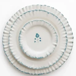 Pomegranate Inc Ruffled Teal Dinner Plate | Set of 2^ Dinnerware