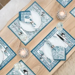 Pomegranate Inc Sagar Aqua Placemat | Set of 4^ Printed Placemats