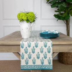 Pomegranate Inc Sagar Aqua Table Runner^ Table Runners