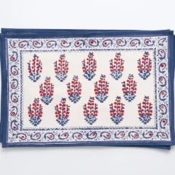 Pomegranate Inc Sagar Red & Blue Placemat | Set of 4^ Printed Placemats
