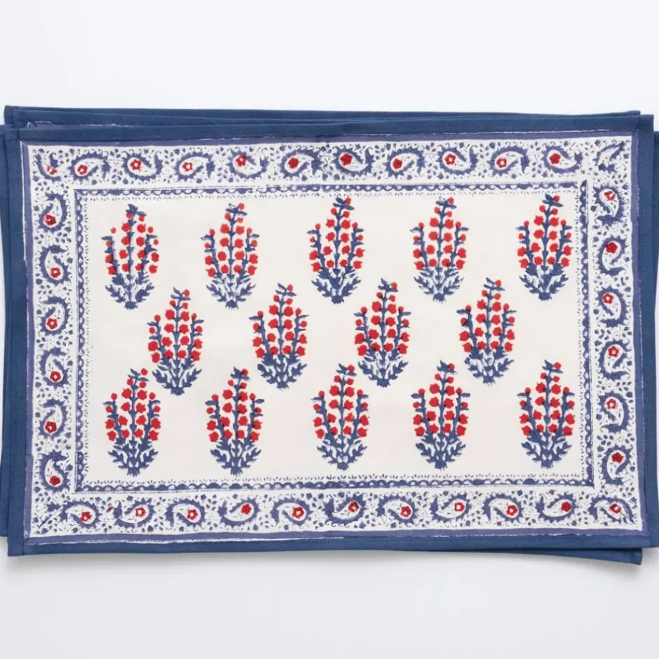 Pomegranate Inc Sagar Red & Blue Placemat | Set of 4^ Printed Placemats