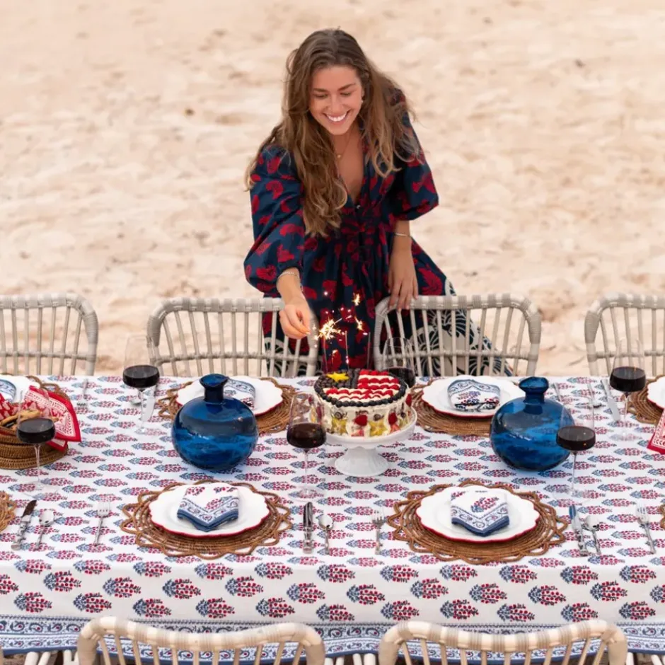 Pomegranate Inc Sagar Red & Blue Tablecloth^ Tablecloths
