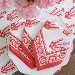 Pomegranate Inc Sagar Red & Pink Napkin | Set of 4^ Napkins