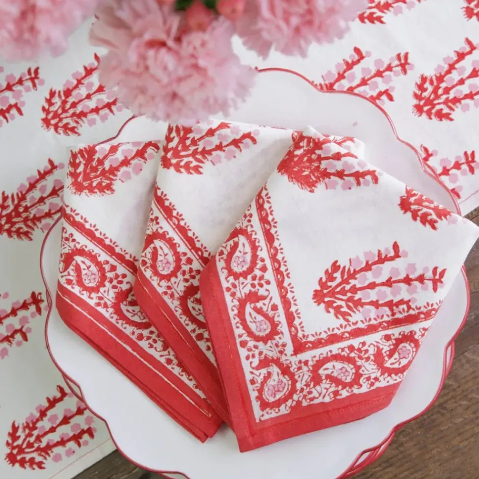 Pomegranate Inc Sagar Red & Pink Napkin | Set of 4^ Napkins