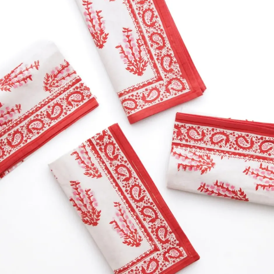 Pomegranate Inc Sagar Red & Pink Napkin | Set of 4^ Napkins