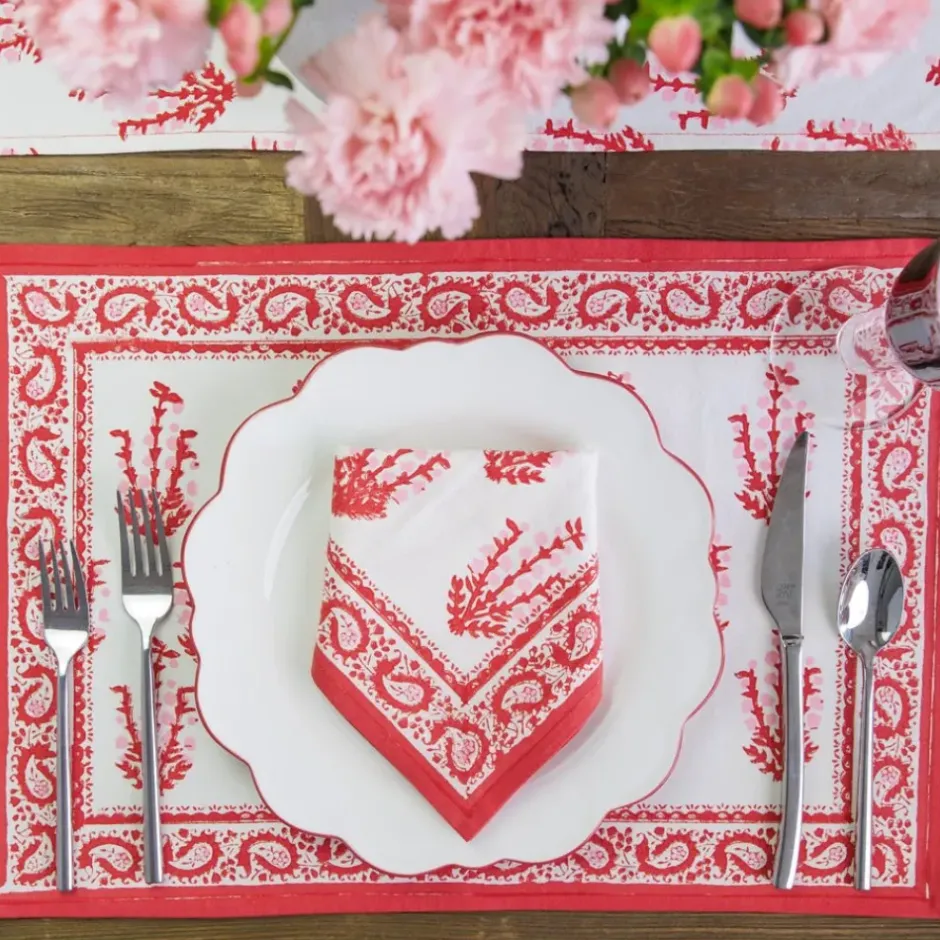 Pomegranate Inc Sagar Red & Pink Placemat | Set of 4^ Printed Placemats