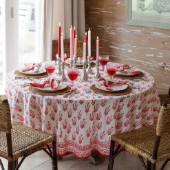 Pomegranate Inc Sagar Red & Pink Tablecloth^ Tablecloths