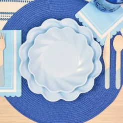 Pomegranate Inc Sky Blue Simply Eco Plates | Set of 8^ Dinnerware