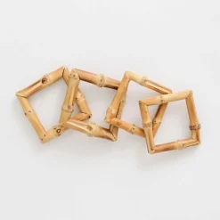 Pomegranate Inc Square Bamboo Napkin Rings | Set of 4^ Rattan, Wicker & Bamboo