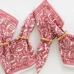 Pomegranate Inc Square Bamboo Napkin Rings | Set of 4^ Rattan, Wicker & Bamboo