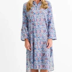 Pomegranate Inc Taj Floral Blue Shifty Shirtdress^ Everyday Dresses