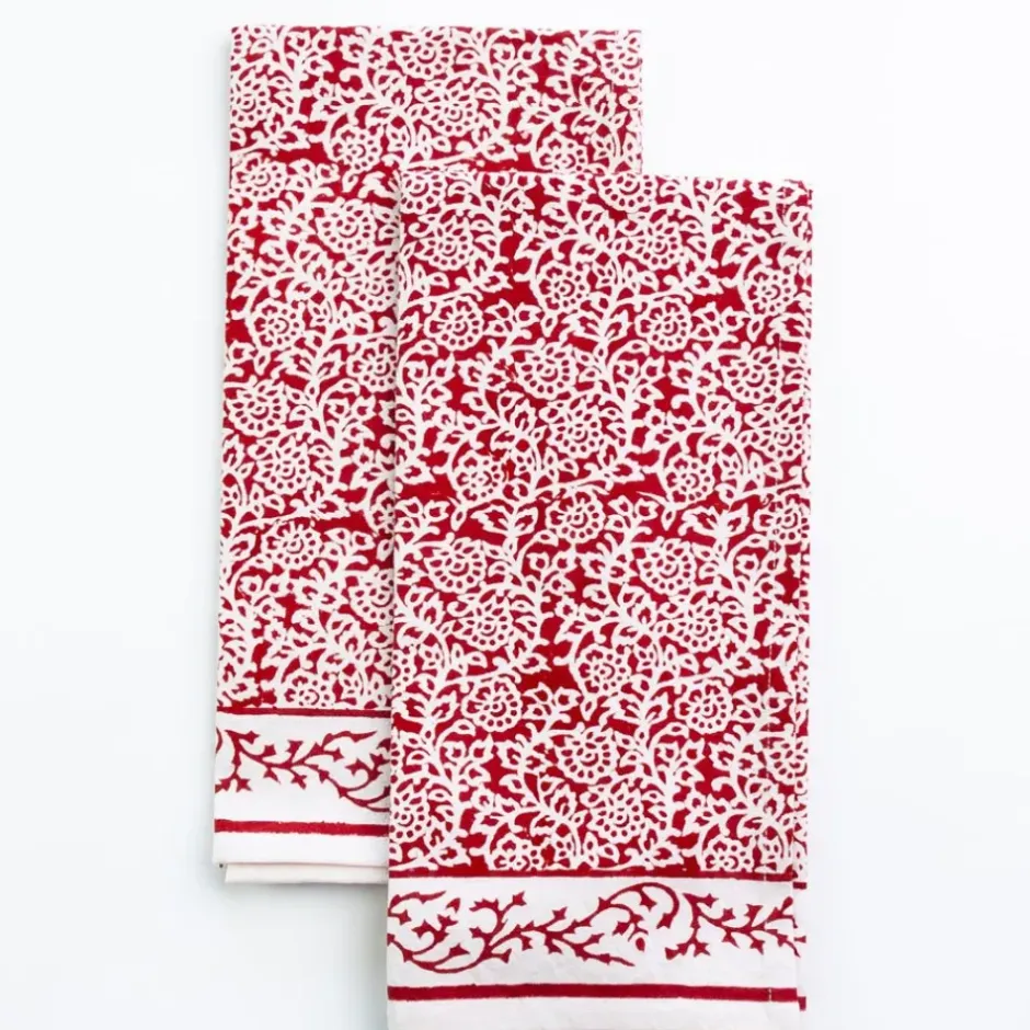Pomegranate Inc Tapestry Deep Red Tea Towels^ Tea Towels