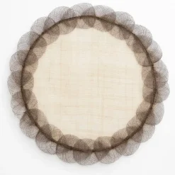 Pomegranate Inc Taupe Poplar Leaf Rice Paper Placemat | Set of 4^ Woven Placemats
