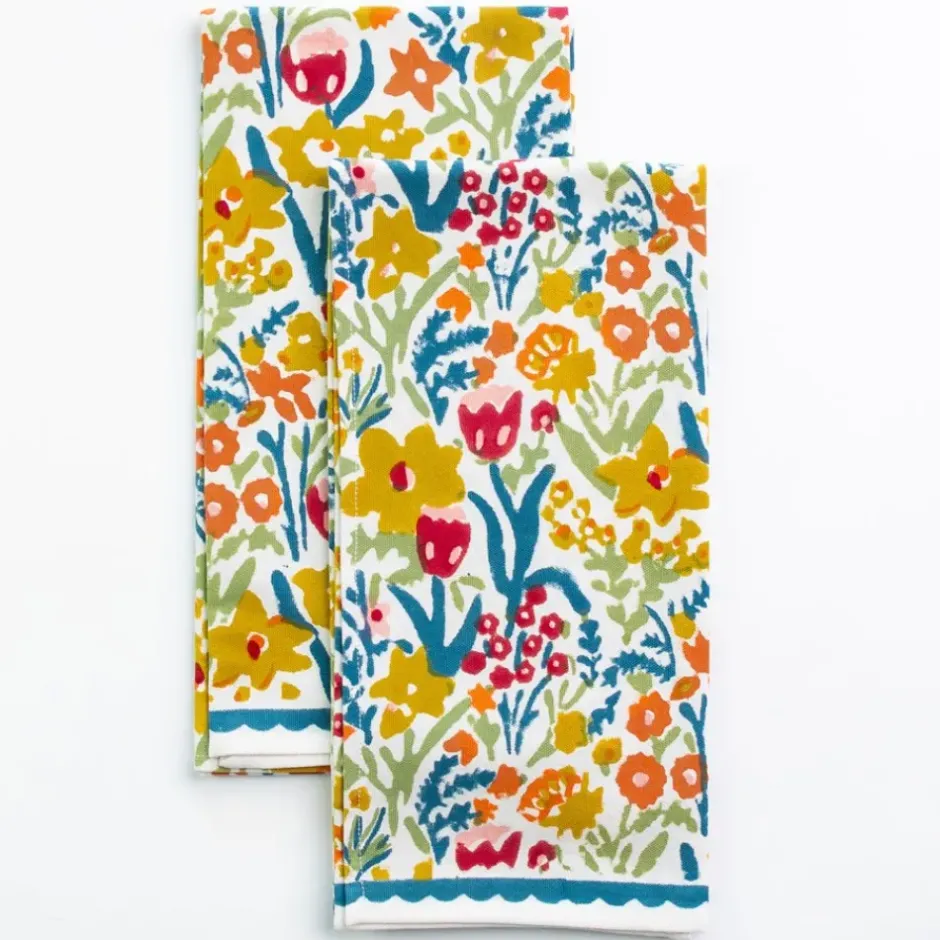 Pomegranate Inc Teal Garden Tea Towels^ Tea Towels